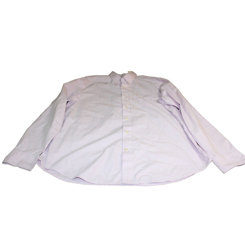 Dockers Long Sleeve Button Collar Button up Men's Purple Plaid Shirt size Large